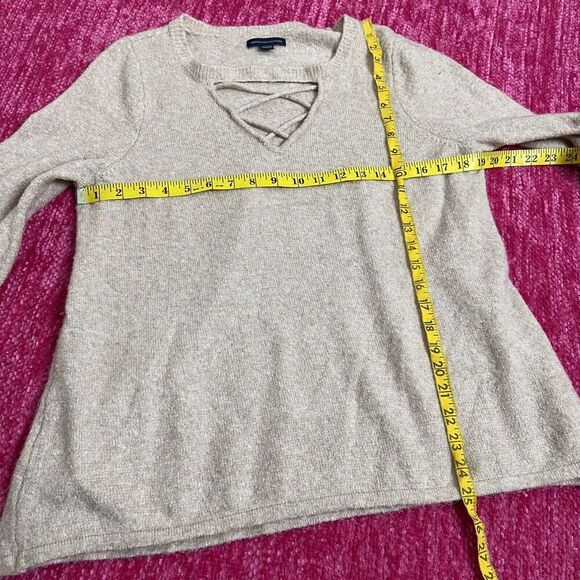 American Eagle Outfitters Bell Sleeve Criss Cross Neck Blush Pink/Cream Size XL - Picture 9 of 10